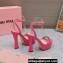 Miu Miu Heel 14cm Patent leather platform 4cm sandals Pink with Chain 2023