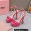 Miu Miu Heel 14cm Patent leather platform 4cm sandals Pink with Chain 2023