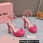 Miu Miu Heel 14cm Patent leather platform 4cm sandals Pink with Chain 2023