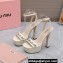 Miu Miu Heel 14cm Patent leather platform 4cm sandals White with Chain 2023