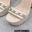 Miu Miu Heel 14cm Patent leather platform 4cm sandals White with Chain 2023