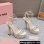 Miu Miu Heel 14cm Patent leather platform 4cm sandals White with Chain 2023
