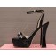 Miu Miu Heel 14cm Patent leather platform 4cm sandals Black with crystals 2023