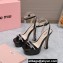 Miu Miu Heel 14cm Patent leather platform 4cm sandals Black with crystals 2023