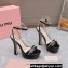 Miu Miu Heel 14cm Patent leather platform 4cm sandals Black with crystals 2023