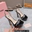 Miu Miu Heel 14cm Patent leather platform 4cm sandals Black with crystals 2023