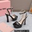Miu Miu Heel 14cm Patent leather platform 4cm sandals Black with crystals 2023