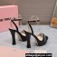 Miu Miu Heel 14cm Patent leather platform 4cm sandals Black with crystals 2023