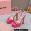Miu Miu Heel 14cm Patent leather platform 4cm sandals Pink with crystals 2023