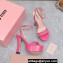 Miu Miu Heel 14cm Patent leather platform 4cm sandals Pink with crystals 2023