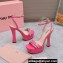 Miu Miu Heel 14cm Patent leather platform 4cm sandals Pink with crystals 2023