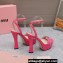 Miu Miu Heel 14cm Patent leather platform 4cm sandals Pink with crystals 2023