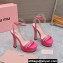 Miu Miu Heel 14cm Patent leather platform 4cm sandals Pink with crystals 2023