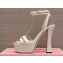 Miu Miu Heel 14cm Patent leather platform 4cm sandals White with crystals 2023