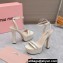 Miu Miu Heel 14cm Patent leather platform 4cm sandals White with crystals 2023