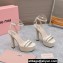 Miu Miu Heel 14cm Patent leather platform 4cm sandals White with crystals 2023