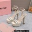Miu Miu Heel 14cm Patent leather platform 4cm sandals White with crystals 2023