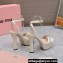 Miu Miu Heel 14cm Patent leather platform 4cm sandals White with crystals 2023