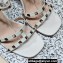 Valentino Heel 10cm Rockstud Leather Chunky-heel Sandals White
