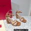 Valentino Heel 10cm Rockstud Leather Chunky-heel Sandals Brown