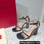 Valentino Heel 10cm Rockstud Leather Chunky-heel Sandals Black