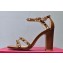Valentino Heel 10cm Rockstud Leather Chunky-heel Sandals Brown