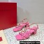 Valentino Heel 6cm Rockstud sandals with straps in calfskin leather Pink