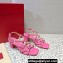 Valentino Heel 6cm Rockstud sandals with straps in calfskin leather Pink