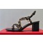 Valentino Heel 6cm Rockstud sandals with straps in calfskin leather Black