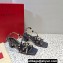 Valentino Heel 6cm Rockstud sandals with straps in calfskin leather Black