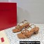 Valentino Heel 6cm Rockstud sandals with straps in calfskin leather Brown