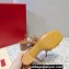 Valentino Heel 6cm Rockstud sandals with straps in calfskin leather Brown