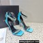 Versace Heel 10cm Crystal Satin Sandals Turquoise Blue 2023