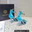 Versace Heel 10cm Crystal Satin Sandals Turquoise Blue 2023
