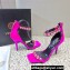 Versace Heel 10cm Crystal Satin Sandals Fuchsia 2023