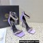 Versace Heel 10cm Crystal Satin Sandals Purple 2023