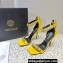 Versace Heel 10cm Crystal Satin Sandals Yellow 2023