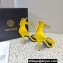 Versace Heel 10cm Crystal Satin Sandals Yellow 2023