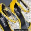 Versace Heel 10cm Crystal Satin Sandals Yellow 2023