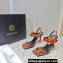 Versace Heel 10cm Studded Emily Slingback Sandals Print Red 2023