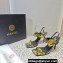 Versace Heel 10cm Studded Emily Slingback Sandals Print Black/Yellow 2023