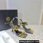 Versace Heel 10cm Studded Emily Slingback Sandals Print Black/Yellow 2023
