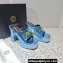 Versace Heel 11cm Platform 4cm Medusa '95 Mules Metallic Blue 2023