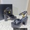 Versace Heel 11cm Aevitas Single Platform 4cm Sandals Leather Black 2023