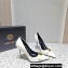 Versace Heel 9.5cm Gianni Ribbon Pumps Patent Leather White 2023