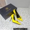 Versace Heel 9.5cm Gianni Ribbon Pumps Patent Leather Yellow 2023