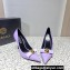 Versace Heel 9.5cm Gianni Ribbon Pumps Patent Leather Purple 2023