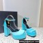 Versace Heel 11cm Aevitas Single Platform 4cm Pumps Satin Turquoise Blue 2023