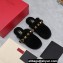 Valentino Shearling Roman Stud Sabots Slip On Mules Black