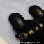 Valentino Shearling Roman Stud Sabots Slip On Mules Black